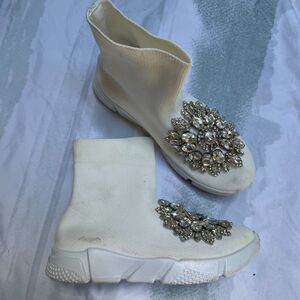 AZALEA WANG SIREN Big RHINESTONE Decor Stretch Ankle BOOTS 39